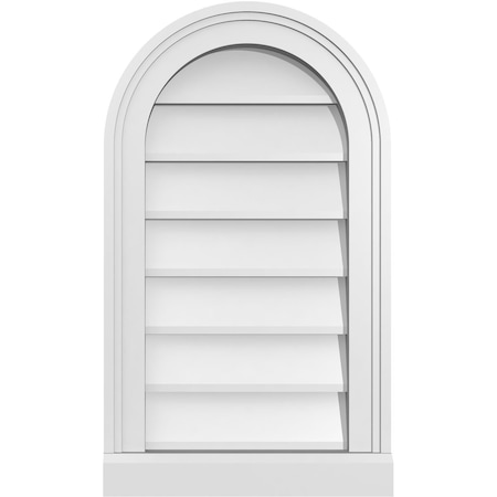 Ekena Millwork Round Top Surface Mount PVC Gable Vent w/ 2"W x 2"P Brickmould Sill Frame, 14"W x 24"H GVPRT14X2403SN